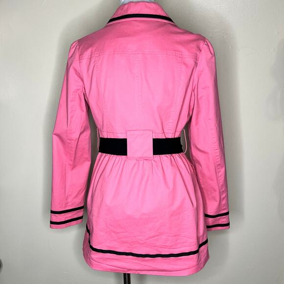 Candie's Peacoat Jacket w Pockets Large Pink Double Breasted Belted A-Line Y2K - Picture 4 of 9